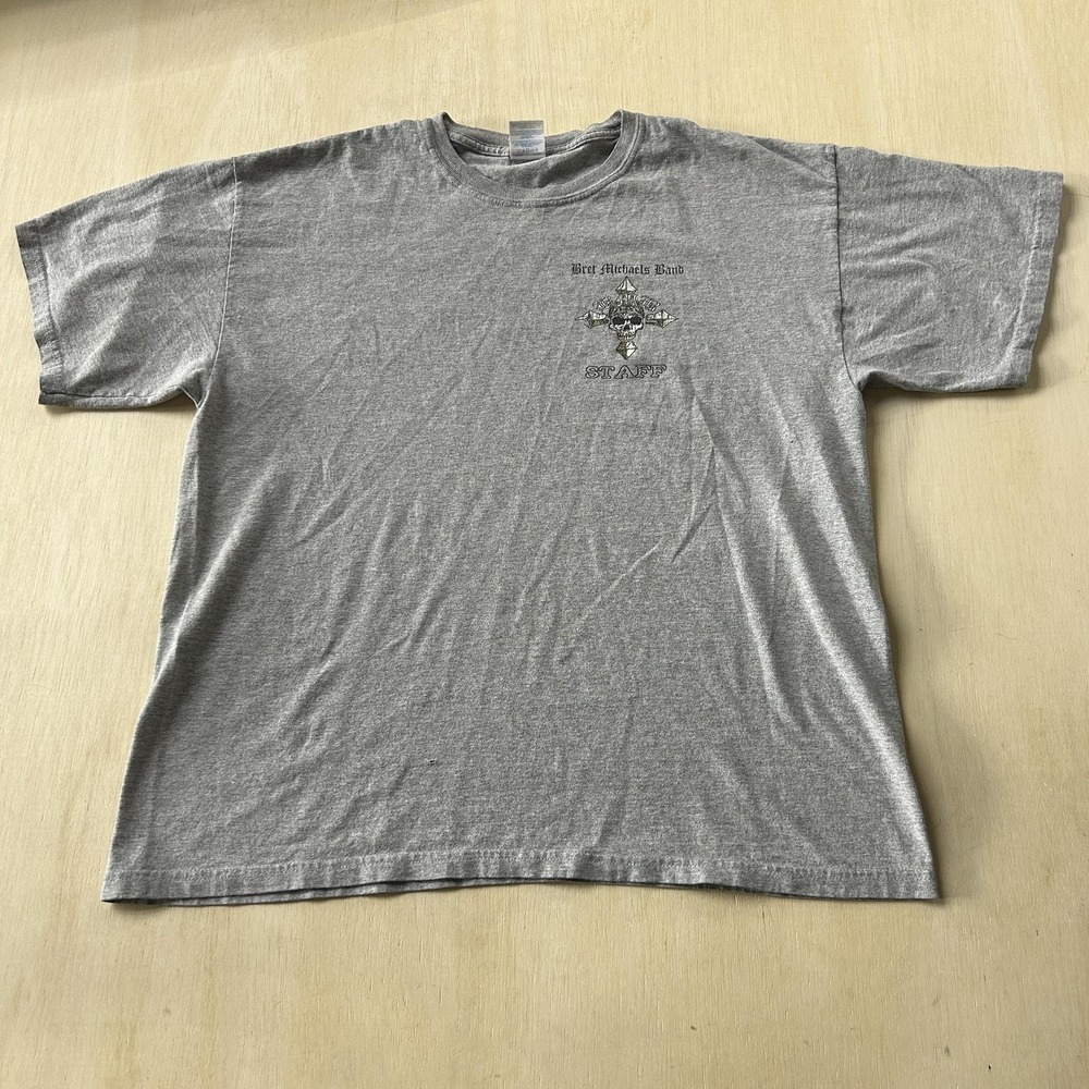Bret Michaels Band Staff Shirt Mens XL Gray Gildan Ultra Cotton Tee T-Shirt